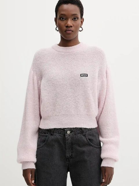 Rotate sweter z wełną damski kolor różowy lekki 114278191