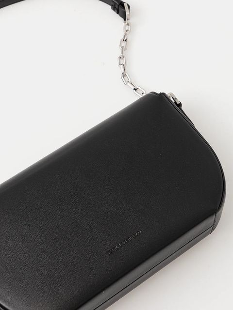 Karl Lagerfeld torebka skórzana K/FOREVER kolor czarny A4W30262