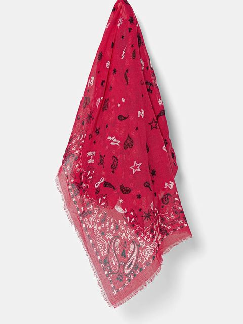 ZADIG&VOLTAIRE chusta bawełniana damska kolor czerwony wzorzysta OWSC01499 - zdjęcie produktu nr 1