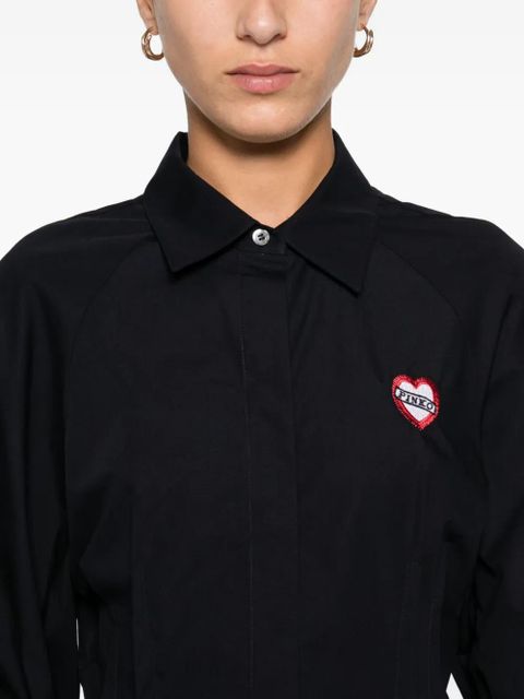 PINKO heart-embellished puff-sleeve top - Black