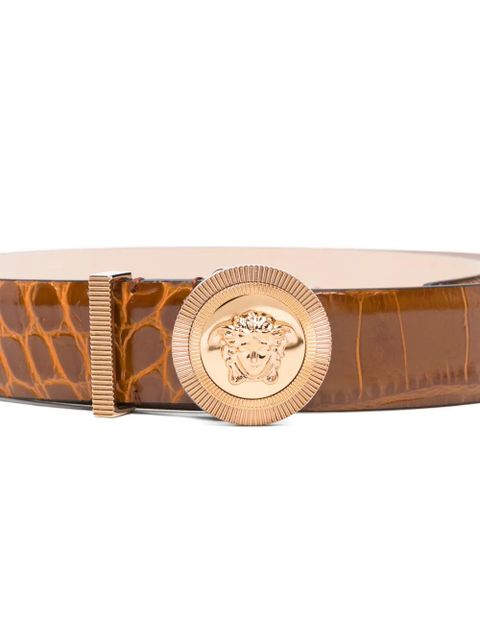 Versace Medusa-plaque embossed belt - Brown