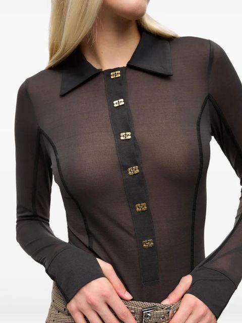 GANNI semi-sheer top - Grey