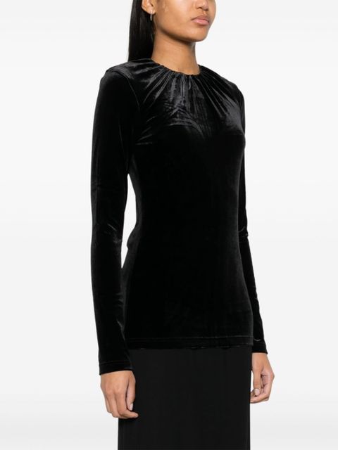 TOTEME gathered-neck velvet top - Black - zdjęcie produktu nr 2