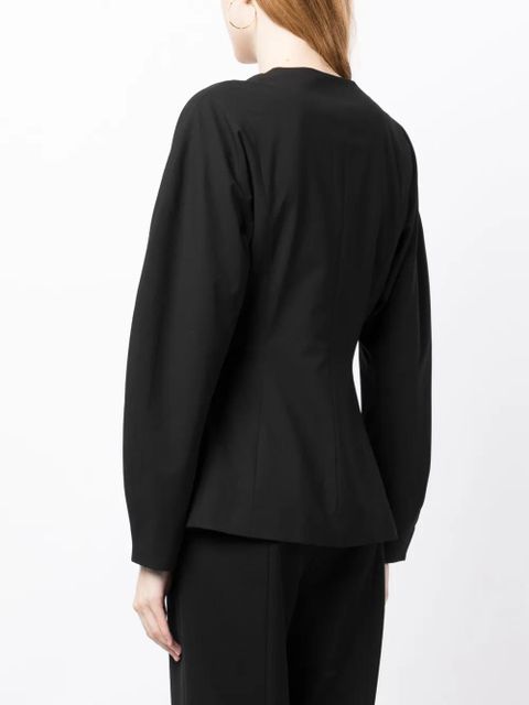 GANNI V-neck single-breasted blazer - Black