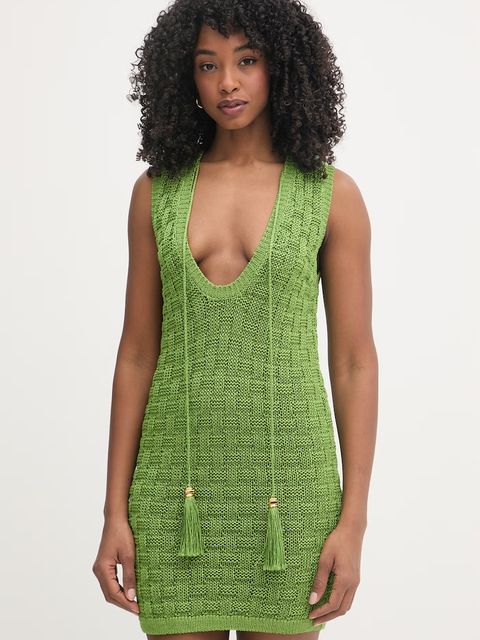 Elisabetta Franchi sukienka ze sweterkiem lniana - zdjęcie produktu nr 1