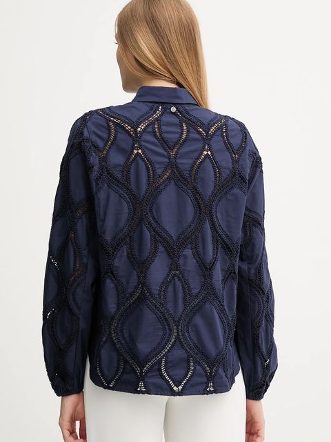 Mos Mosh bluzka bawełniana NOLIN damska kolor niebieski gładka 174010