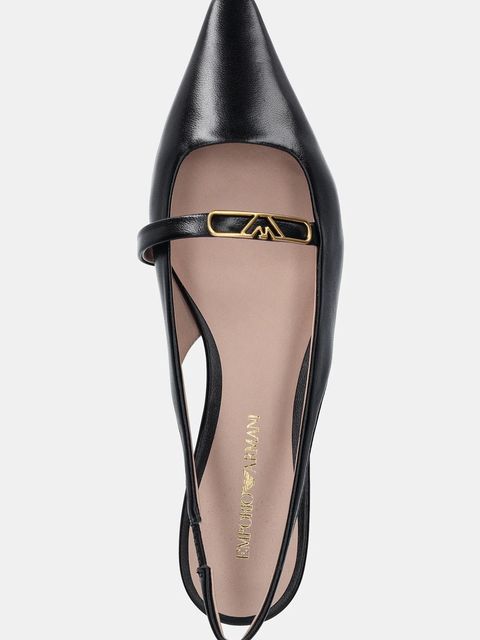 Emporio Armani baleriny skórzane kolor czarny z odkrytą piętą X3D301 XF271 00002