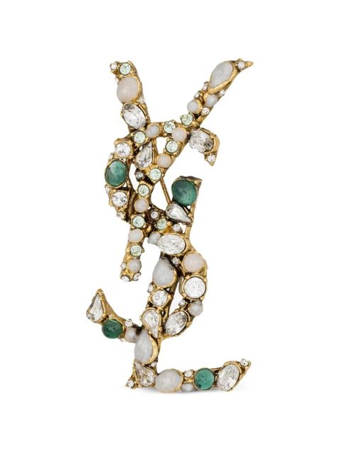 Saint Laurent Cassandre crystal-embellished brooch - Gold - zdjęcie produktu nr 1