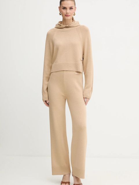 Armani Exchange sweter z dodatkiem wełny damski kolor beżowy lekki z półgolfem XW000767 AF13774 - zdjęcie produktu nr 2