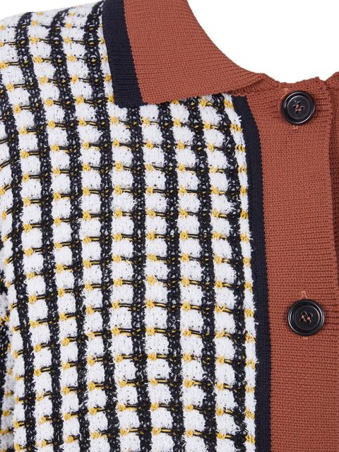 Marni collared grid cotton knitwear - Brown