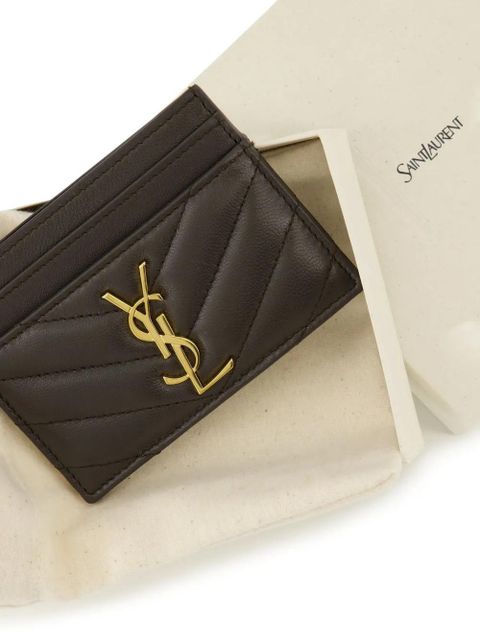 Saint Laurent Cassandre matelassé leather cardholder - Brown