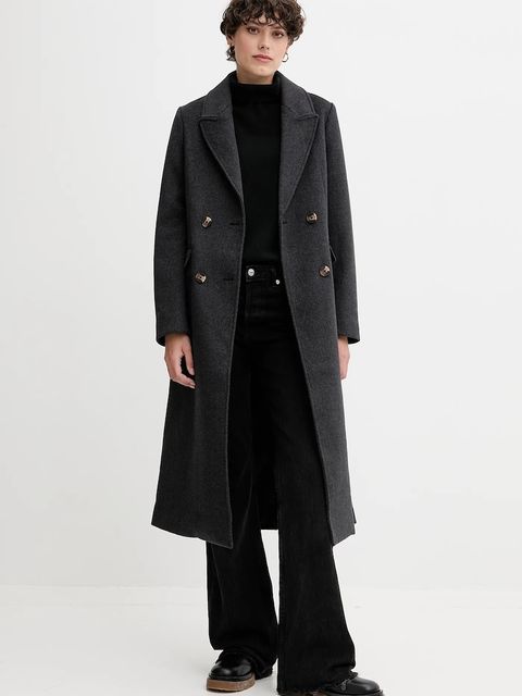 Pepe Jeans płaszcz z dodatkiem wełny kolor szary PL4024361