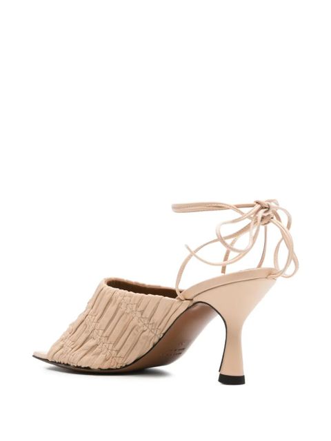 ATP Atelier plissé-effect leather sandals - Neutrals