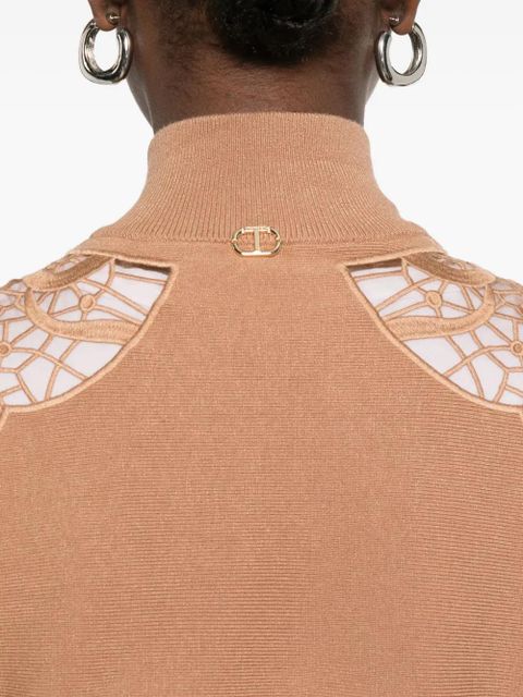 TWINSET lace-insert zip-up jacket - Neutrals