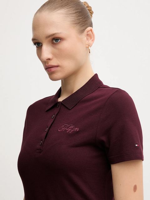 Tommy Hilfiger polo damski kolor bordowy WW0WW47312