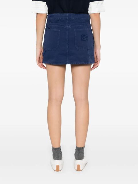 Miu Miu logo-appliqué mini skirt - Blue