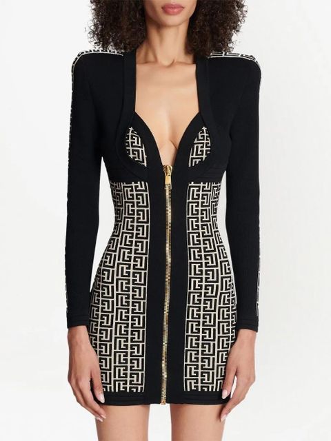 Balmain PB monogram mini dress - Black