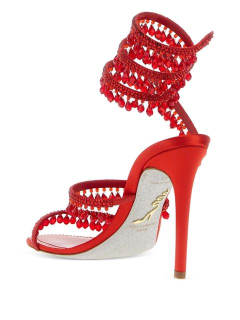 René Caovilla 105mm crystal-embellished sandals - Red