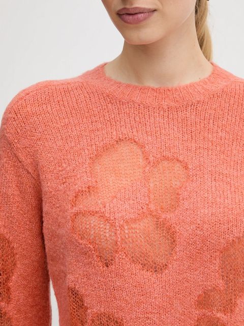 United Colors of Benetton sweter z dodatkiem wełny damski kolor pomarańczowy 18L4E10EW