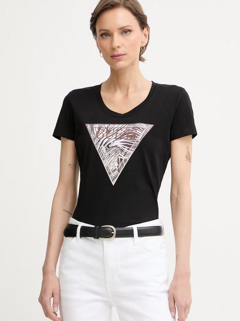 Guess T-shirt damski bawełniany z elastanem - zdjęcie produktu nr 1