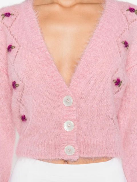 Alessandra Rich rose-embroidered button cardigan - Pink