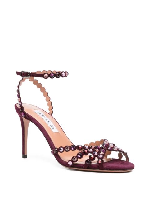 Aquazzura 90mm embellished scalloped-edges heeled sandals - Red - zdjęcie produktu nr 2