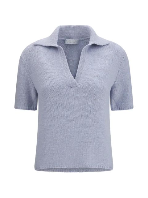 Gabriela Hearst Sohan short-sleeved V-neck sweater - Blue - zdjęcie produktu nr 1