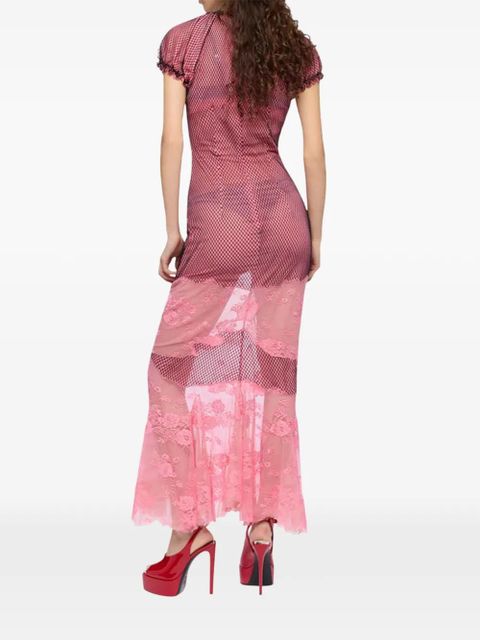 The Attico Lace geometric-pattern midi cotton dress - Pink