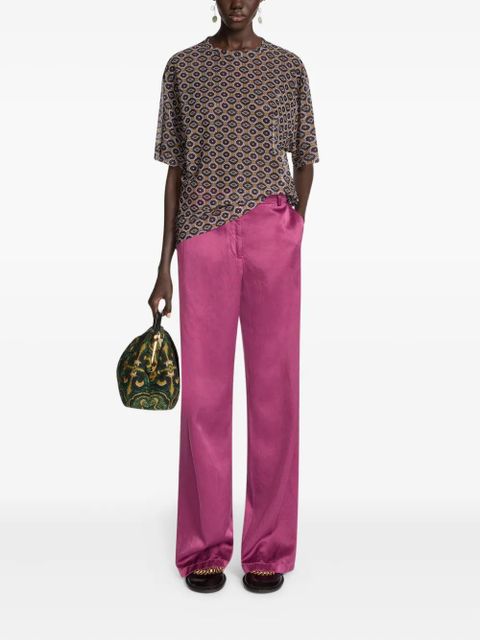 DRIES VAN NOTEN geometric-print semi-sheer top - Brown - zdjęcie produktu nr 2