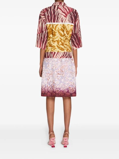 DRIES VAN NOTEN tropical-print wrap dress - Red