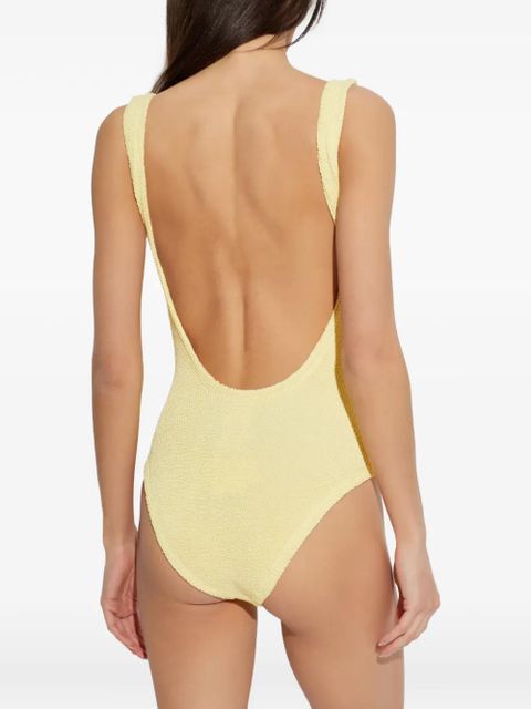 Hunza G square-neck crinkled swimsuit - Yellow