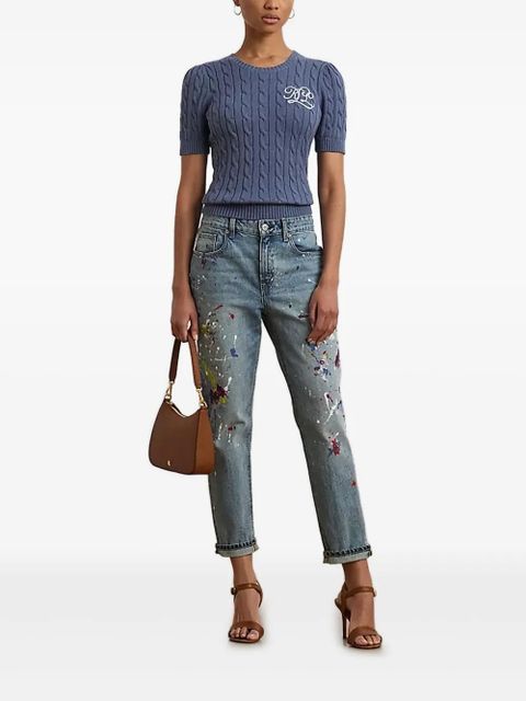 Lauren Ralph Lauren short-sleeve cable-knit jumper - Blue - zdjęcie produktu nr 2