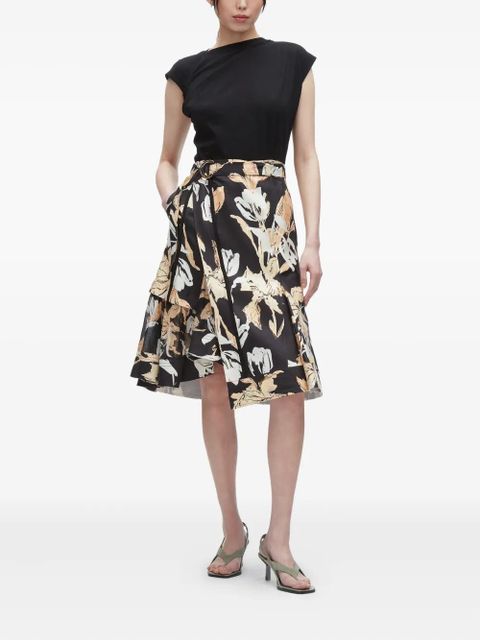 3.1 Phillip Lim floral-print ruffled skirt - Black