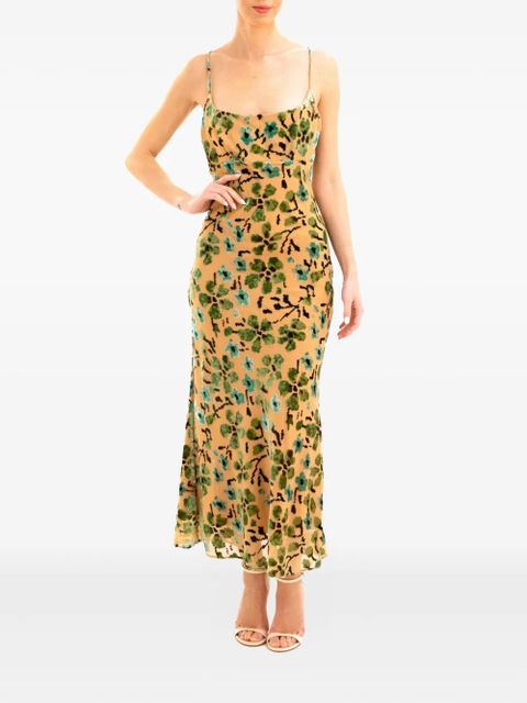STAUD floral-print midi dress - Yellow - zdjęcie produktu nr 2