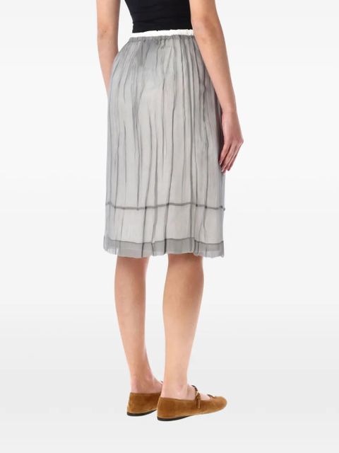 Prada floral-embroidered midi skirt - Grey