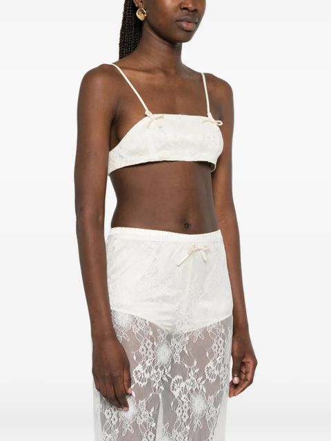 Aya Muse Eteri lace cropped top - Neutrals