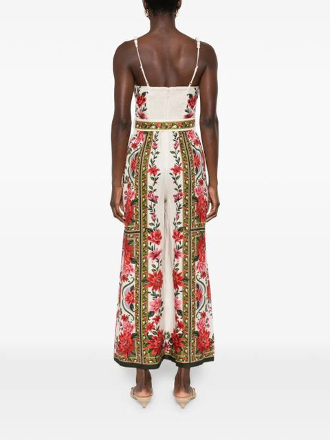 FARM Rio floral belted jumpsuit - Neutrals