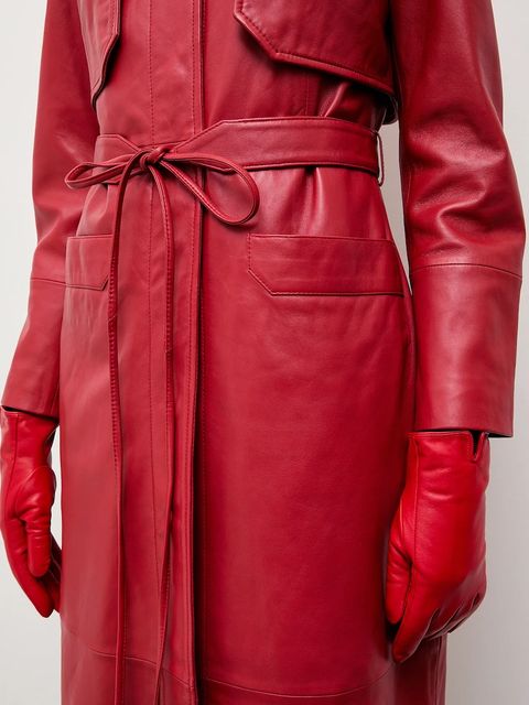 Bonded by Answear.LAB & LOBOS płaszcz skórzany kolor czerwony