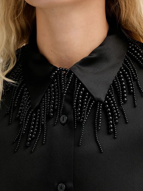 ISABELLE BLANCHE koszula damska kolor czarny regular z kołnierzykiem klasycznym IS25FW-C079-T008