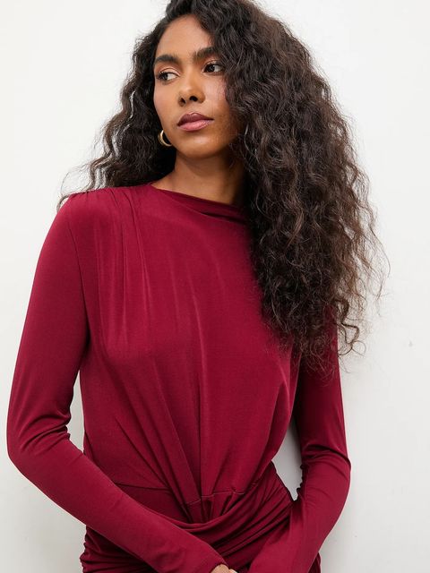 Answear.LAB sukienka kolor bordowy maxi dopasowana