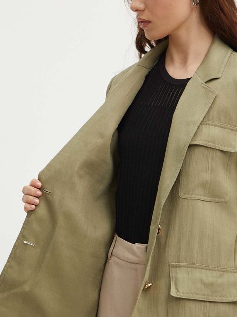 Dkny marynarka damska kolor zielony jednorzędowa gładka P4DCTX65