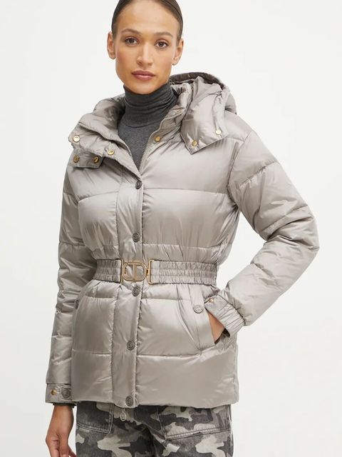 Twinset kurtka puchowa damska kolor szary zimowa 242TT2381