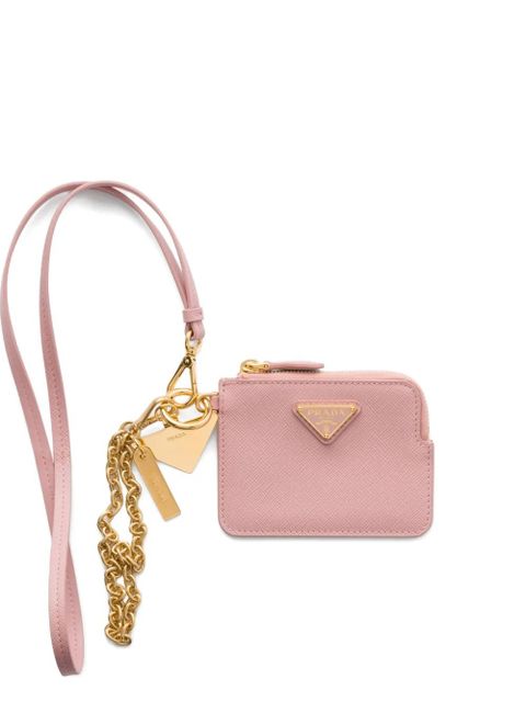 Prada logo-plaque leather card holder - Pink - zdjęcie produktu nr 1