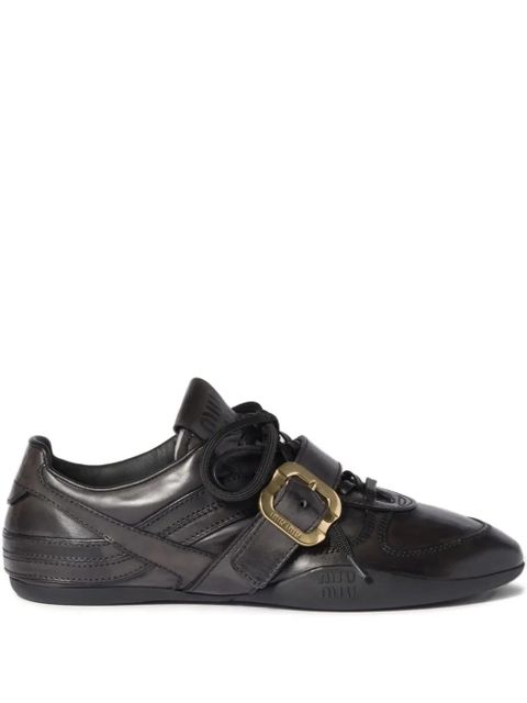 Miu Miu buckle-strap leather sneakers - Black - zdjęcie produktu nr 1