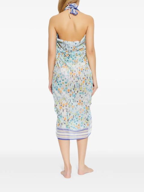 Lanvin striped floral beach dress - Blue