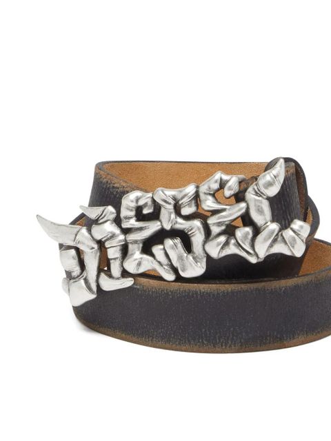 Diesel graffiti-buckle leather belt - Black