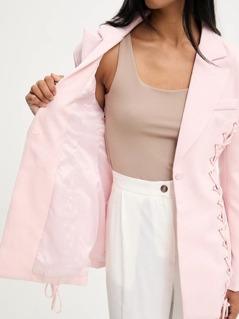 Answear Lab marynarka kolor różowy jednorzędowa gładka