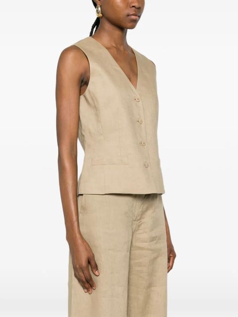Max Mara Carnet V-neck button-up waistcoat - Neutrals