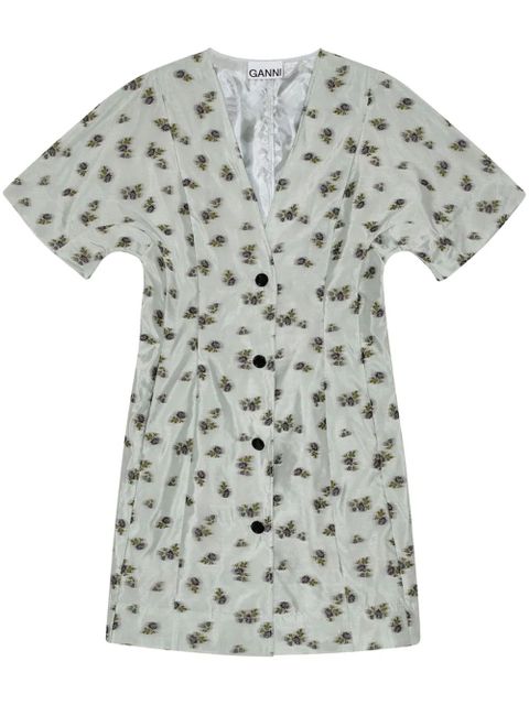 GANNI floral print buttoned minidress - Neutrals - zdjęcie produktu nr 1