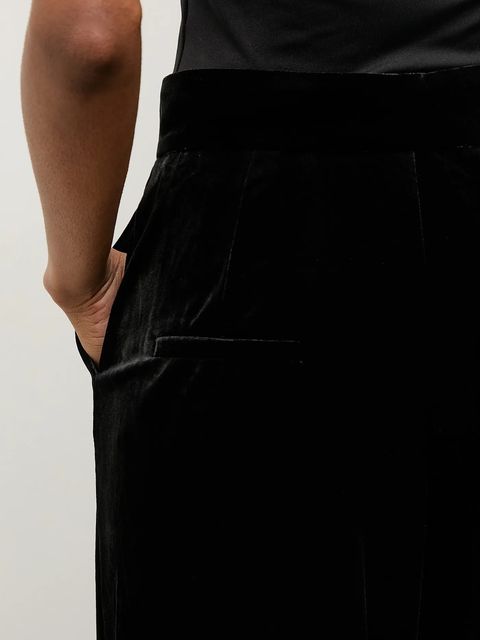 Answear.LAB spodnie welurowe damskie kolor czarny szerokie high waist